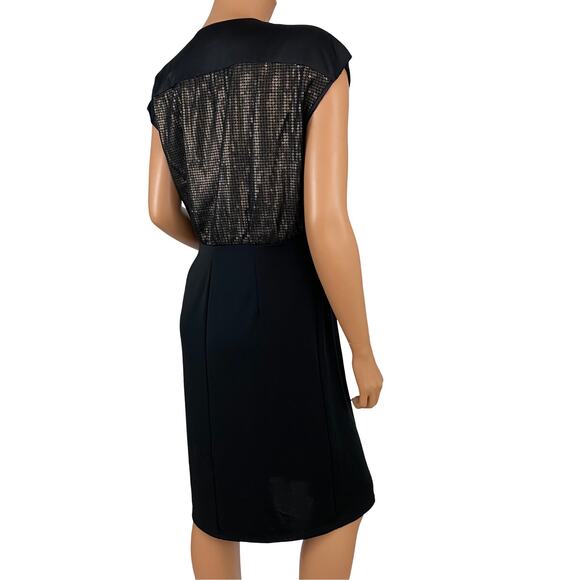 Narciso Rodriguez for Design Nation Faux Wrap Black Gold Sequin Dress - Size M - Picture 8 of 11